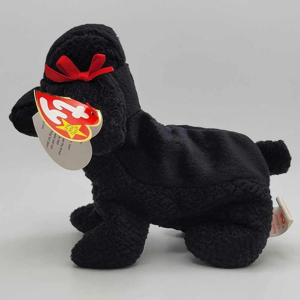 Ty Beanie Baby GiGi Black Poodle Plush w Red‎ Ribbons Original Tag Vintage 1997